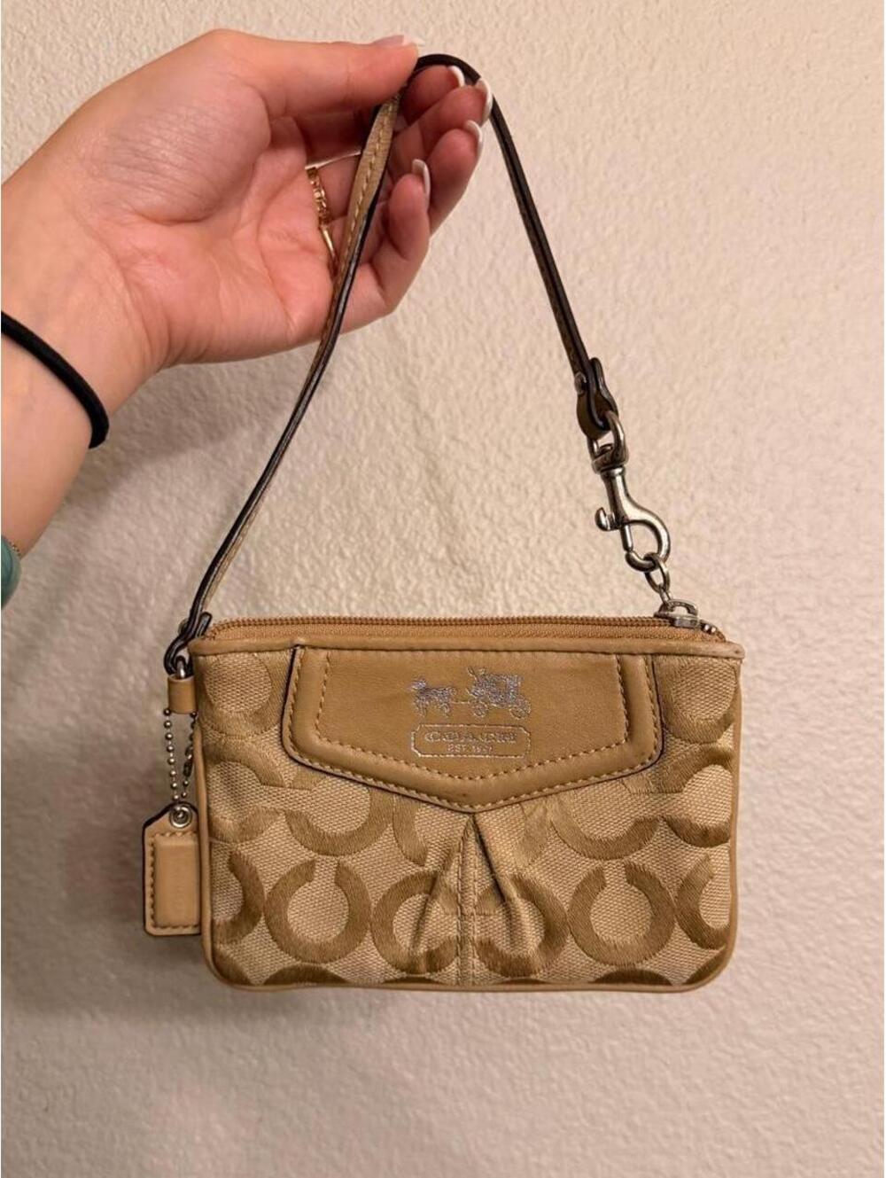 Vintage Tan Op Coach Wristlet